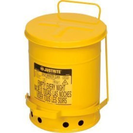 JUSTRITE Justrite 6 Gallon Oily Waste Can, Yellow - 09101 9101